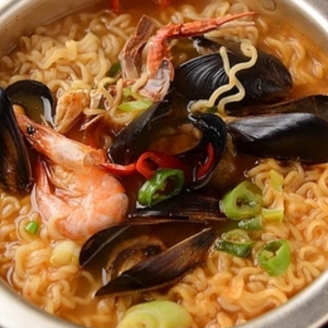 Seafood spicy ramen.